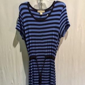 Michael Kors Black & Blue Striped Dress Size L